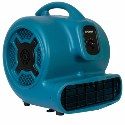 XPOWER Centrifugal Blower: 3,200 cfm, 3/4 hp, Fixed Frame, 115V AC, 3 Speeds, Blue - Portable Blowers