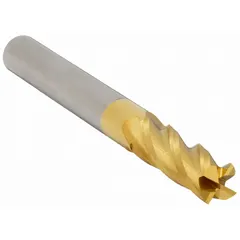 This carbide square end mill is designed for general-purpose milling of metals and composites. The TiN coating reduces friction and heat, while the 4-flute design provides efficient chip evacuation. Typical applications include slotting, profiling, and contouring in industrial machining operations.