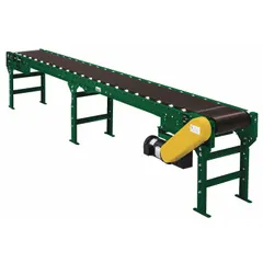 This high-capacity roller bed belt conveyor is designed for moving heavy bulk materials or unit loads in industrial material handling lines. It features a 30-inch belt width, a maximum load capacity of 2,525 lb, and operates at a fixed speed of 60 fpm. Powered by 480 V AC, the conveyor is not adjustable in speed. Manufacturer part number RB190 30B7RE1/2A3I6-60V480M25.