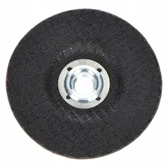 This NORTON Gemini depressed center cut-off wheel (Type 27) is designed for general-purpose cutting of carbon steel and stainless steel. It features a 4-1/2" diameter, 3/32" thickness, and 5/8"-11 arbor, with 24-grit aluminum oxide abrasive. Commonly used with angle grinders in metal fabrication, maintenance, and repair applications.
