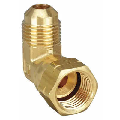 PARKER Flared Fitting Elbow: 3/8 in OD x 3/8 in OD Fitting Size, Flared, Brass - Standard Brass 45-Degree Flare Tube Fittings