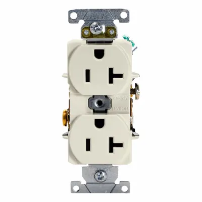 LEVITON Duplex Receptacle Outlet: Duplex, 5-20, Light Almond, 125V AC, 20 A - General Purpose Receptacles