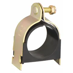 Galvanized steel strut clamp with TPE cushion for securing copper tube to strut channels. Reduces vibration and noise in piping systems. For 2 3/5 in copper tube, 2 5/8 in max. OD. Includes mounting hardware. General-purpose temperature rating.