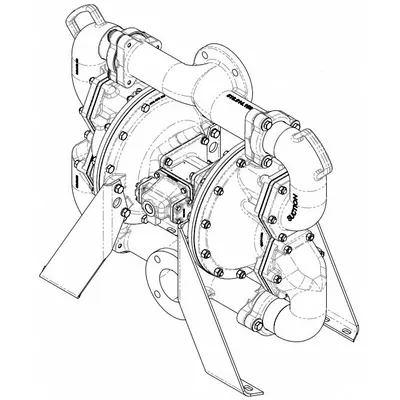 SANDPIPER SPB30FAAR0SS006AR1 Aluminum Housing AODD Pump, 3 in Flange, 303 gpm - Aluminum Housing AODD Pumps