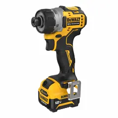 This cordless screwdriver features a brushless motor for efficient operation, with a 1/4-inch drive size and no-load speed of 1,050 RPM. Powered by a 12V, 5.0 Ah battery, it is suited for driving screws and fasteners in light-duty assembly, cabinetry, and electrical work.