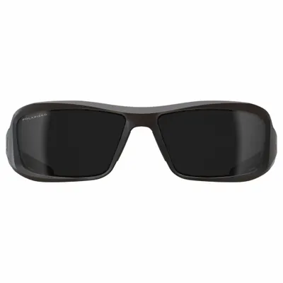 EDGE EYEWEAR Safety Glasses: Smoke Lens, Full-Frame, Metal Detectable, Black Frame - Glare-Reducing Polarized Comfort-Fit Safety Glasses