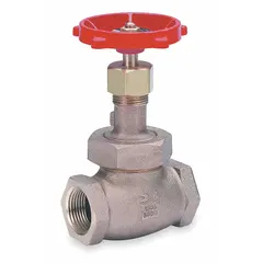 Bronze Z-body globe valve with 2-inch female connections and rising stem. Designed for general-service flow control of gas, oil, steam, and water media in industrial piping systems.