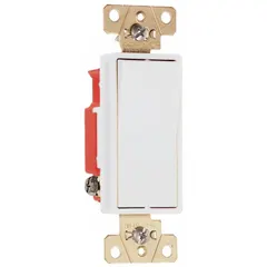 This 3-way maintained rocker switch is rated 20 A at 120/277V AC and features a white finish. It is designed for on/off control of lighting or equipment from two locations in industrial and commercial electrical installations.