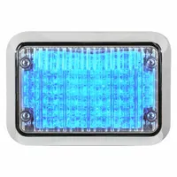 Blue LED perimeter light for emergency vehicles. Permanently installed, rated SAE J595 Class 2 and SAE Class 1. Operates on 12/24V DC, draws 6W, and offers 20 selectable flash patterns. Used for warning and scene lighting on police, fire, and EMS vehicles