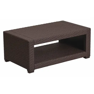 FLASH FURNITURE Rectangular Top Patio Table, Brown Resin, 15 in H x 22 in W - Rectangular Top Patio Tables