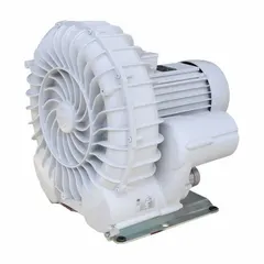 SCHMALZ SB Series vacuum blower with a flow rate of 390 m³/hr. Features a 60 mm connection with 2 in G female thread. Electrical rating 230/460 V, current 12.4/6.2/13.0 A. Used in industrial automation for material handling, pick-and-place, and packaging applications to power vacuum grippers and suction cups.
