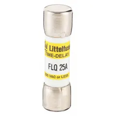 Midget time-delay fuse rated 25 A, 500 V AC, 300 V DC. 13/32 in x 1 1/2 in dimensions. Provides overcurrent protection with delayed response for inductive loads such as motor circuits and transformers.