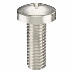 Pan head machine screw with 3/8"-16 thread size and 1 in length, made from 316 stainless steel with a plain finish. Features a Phillips drive size #4 and is supplied in a 5-pack. Commonly used for fastening metal components in industrial assemblies where corrosion resistance is required.