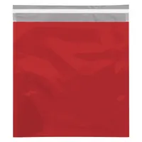 Red glamour mailer measuring 10 3/4x13" with a usable width of 10 3/4 in. Includes a tear strip for easy opening. Pack of 250. Suitable for mailing documents or small items requiring a distinctive appearance