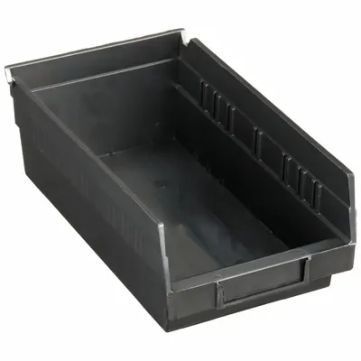 QUANTUM STORAGE SYSTEMS Shelf Bin: 11 5/8 in Overall Lg, 6 5/8 in x 4 in, Black - ESD Static-Control Plastic Shelf Bins