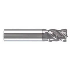 This carbide square end mill is designed for fast cutting in steel and cast iron. It features an AlTiCrN coating and 4-flute geometry, with a 1/4" mill diameter and 1/2" length of cut. Suitable for high-speed milling operations in industrial metalworking and general fabrication.