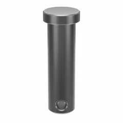 This standard clevis pin has a 7/16 in diameter and 1-1/2 in shank length, supplied in a 10-pack. It is used as a removable pivot point in mechanical linkages, such as in machinery and equipment assemblies. Inch-series design.