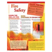 This fire safety poster measures 22 inches by 17 inches and is printed in English. It features a write-on surface for adding custom notes or evacuation routes. The poster has no protective coating and is sold without a frame. Suitable for use in workplaces to communicate fire safety procedures