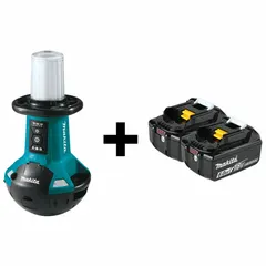 Portable site light delivering up to 5500 lumens maximum output with three selectable light modes. Operates on 18V DC and extends to a maximum height of 31 inches. Suitable for construction, renovation, and maintenance tasks requiring bright, portable illumination in indoor and outdoor work areas.