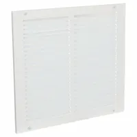 Return Air Grille: Louvered Grille, White, Powder Coated, Steel, 13 3/4 in H, 13 3/4 in W, 1/4 in D