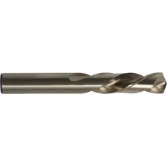 This left-hand cobalt drill bit is designed for mechanics-length applications, featuring a 135° split point for precise starting and reduced walking. The straw/bronze finish provides heat and wear resistance. Commonly used for drilling in hard metals and for extracting broken fasteners in maintenance and repair tasks.
