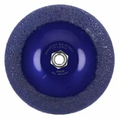 This NORTON DiaLast diamond grinding wheel measures 7 inches in diameter with a 5/8"-11 arbor. It is designed for grinding a variety of materials including metal, stone, and composites. Suitable for fabrication, welding, and maintenance tasks.