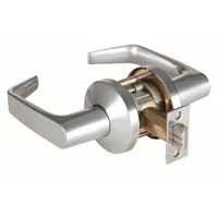 Passage lever lockset with 9K Contour Angle Return Lever in satin chromium-plated zinc finish. ADA compliant lever and LFIC core support access control integration. ANSI F75 function for interior doors where locking is not required, such as corridors or closets