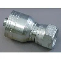 Steel straight hydraulic crimp fitting with BSPP male thread (1-1/4-11) on one end and crimp connection for -20 dash size hose on the other. Used to attach hose to BSPP threaded ports in hydraulic systems