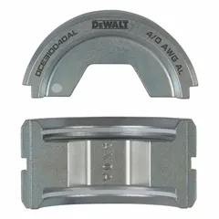 This U-die set is designed for use with the DEWALT DCE310 crimper. It accommodates 4/0 AWG aluminum wire for creating secure connections in electrical installations.
