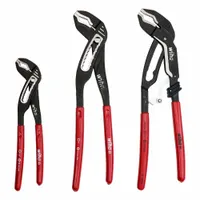 Tongue and Groove Plier Set: V, Push Button, 1 1/2 in_2 3/4 in_3 3/10 in Max Jaw Opening, Serrated (MPN 34690)