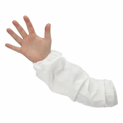 PIP Protective Sleeves: 18 in Overall Lg, Serged Seam, White, 1 mil Thick, Posi-Wear BA - Sleeves for Non-Hazardous Dry Particulates