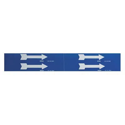 BRADY Pipe Marker: Blue, White, 7 in Wd, Vinyl, 7 in Roll Wd - Pipe Marker Directional Flow Arrows