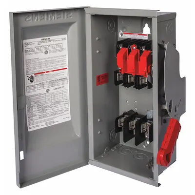 Siemens Safety Switch: Fusible, 60 A, Three Phase, 600V AC, Galvanized Steel - Fusible Safety Switches