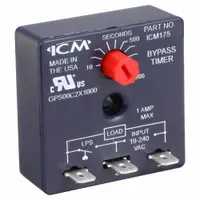 Time Delay Relay: Temporary Bypass, Bypass Timer, 10 sec to 1,000 sec, 18 to 240V AC, 1 A, 3 Pins (MPN ICM175)