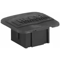 This receiver tube cover protects the open end of a trailer hitch receiver from dirt, moisture, and debris. It fits standard receiver tube openings with an overall width of 2-1/2 in, height of 1-3/4 in, and thickness of 1-3/4 in. Commonly used in fleet and vehicle maintenance to prevent corrosion and extend hitch assembly life