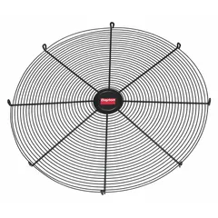 This fan guard is designed to protect personnel from rotating fan blades in HVACR and industrial ventilation systems. It mounts over fan inlets or outlets to prevent accidental contact while allowing airflow. Common applications include commercial air handlers, exhaust fans, and condenser units.