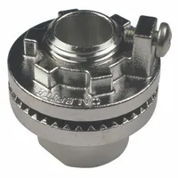 Non-insulated grounding lug hub for rigid metal conduit (RMC) and intermediate metal conduit (IMC) systems. Features a 4-inch trade size with NPSL thread, 316 stainless steel construction, and an overall length of 3 1/32 inches. Provides a bonding point between conduit and grounding conductor in electrical installations