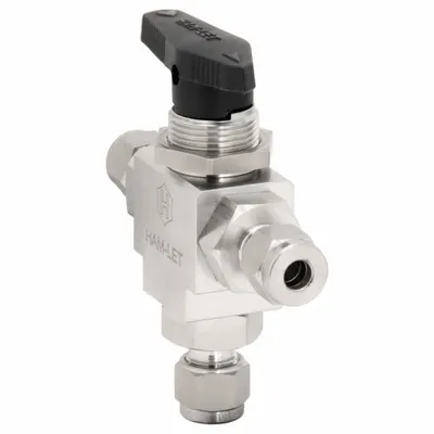 HAM-LET Manual Three-Way Ball Valve: 6 mm, 316 Stainless Steel, L Flow, Full Port Ball Port - Stainless Steel Ball Valves