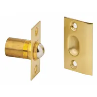 Brass ball-type grab catch with pull opening action. Height 1 3/8 in, width 1 in. Used for securing cabinet doors, gates, or access panels in industrial and commercial settings