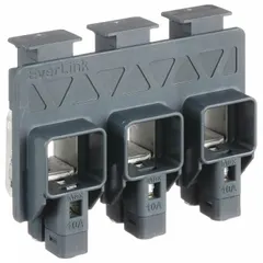 This 3-pole EverLink Lug Kit is an accessory for Powerpact B Circuit Breakers. It includes one EverLink Lug Connector Kit for secure electrical connections. Typical applications include industrial electrical distribution systems in manufacturing, commercial buildings, and infrastructure.