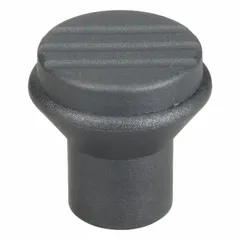 Pull knob with a threaded hole, 21 mm diameter, plastic body with stainless steel #10-32 thread, 10 mm thread length. Used for manual gripping and pulling in industrial machinery, jigs, and fixtures.