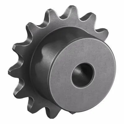 TSUBAKI Sprocket: One-Sided Hub, For Single Strands, 25, 14 Teeth, 1.124 in Pitch Dia - Size 25 Plain-Bore Roller Chain Sprockets
