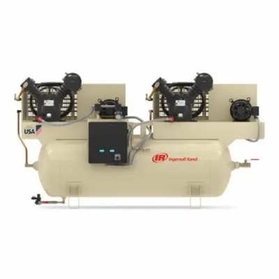 INGERSOLL RAND Duplex Compressor: 5 hp, 2 Stage, Horizontal, 120 gal, 33.6 cfm, 175 psi - Duplex Stationary Electric Air Compressors