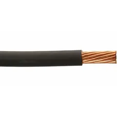 This 12 AWG single-conductor cable features cross-linked polyethylene (XLPE) insulation for resistance to heat, abrasion, and vibration. Rated 60 V, it is supplied on a 500 ft spool in black. Suitable for heavy-duty primary wiring in vehicles, trailers, and marine applications where durability is required.
