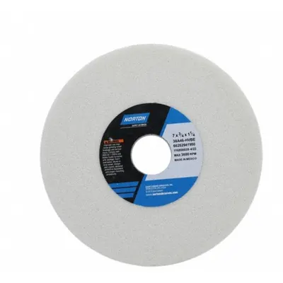 NORTON Straight Grinding Wheel Type 1, 7" x 3/4" x 1 1/4", 38A46-HVBE - Grinding Wheels for Light-to-Moderate Grinding of Tool Steels