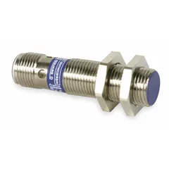 Shielded inductive proximity sensor with built-in connector and 3 wires. Operates on 12-24V DC supply voltage. Detects metallic objects without contact for position sensing, part detection, and machine control in automation systems.