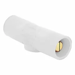 This LEVITON gender reversing connector features male-male contacts for joining two female connectors in high-current power distribution systems. Rated 400A at 600V AC/600V DC, it is suitable for industrial environments requiring temporary or permanent heavy-duty connections.