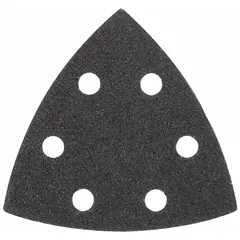 This 6-pack of 80-grit silicon carbide sanding sheets is designed for oscillating tools. Each sheet measures 3-1/2 inches wide and is suitable for sanding, shaping, and finishing wood, metal, and painted surfaces in tight spaces such as corners and edges.