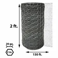 Poultry Netting: 20 ga Gauge, 24 in Ht, 150 ft Lg, 2 in Mesh Size, Steel, Hexagon (MPN PN224150)