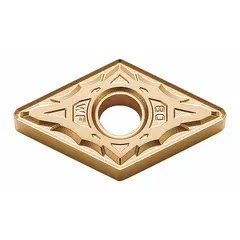 This diamond indexable turning insert is used for precision machining of non-ferrous materials such as aluminum alloys, copper, and plastics. It is commonly applied in turning, facing, and boring operations where wear resistance and surface finish are required.